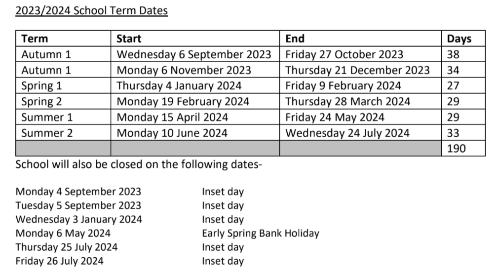 Grappenhall Heys Community Primary School - Term Dates and Opening Hours